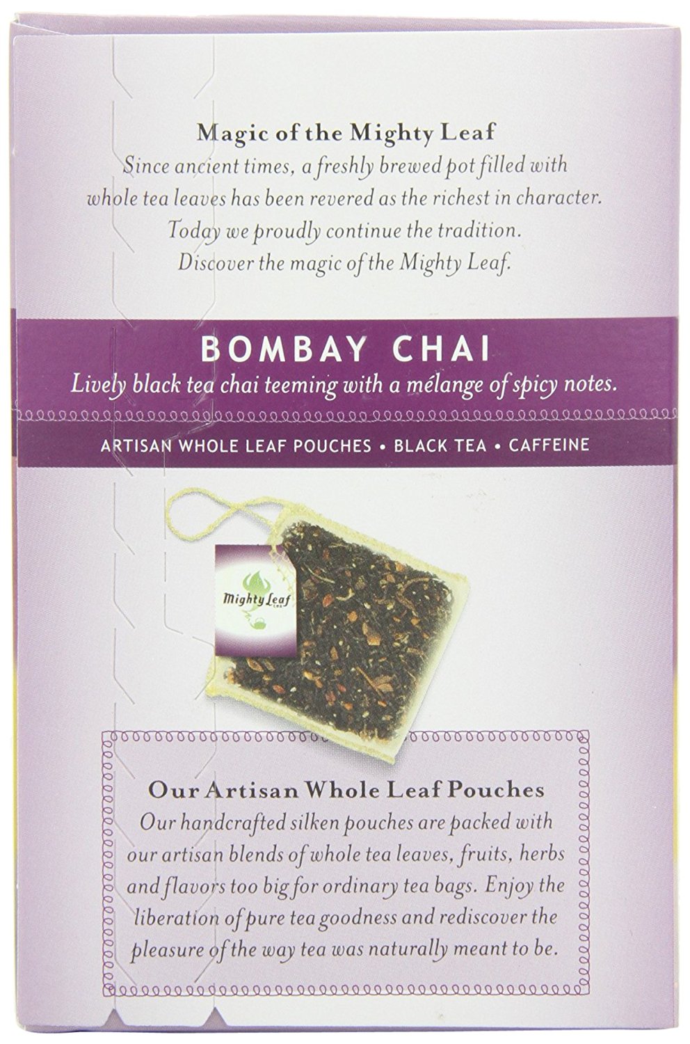 Mighty Leaf Tea, Bombay Chai, 15Count Whole Leaf Pouches (Pack of 3