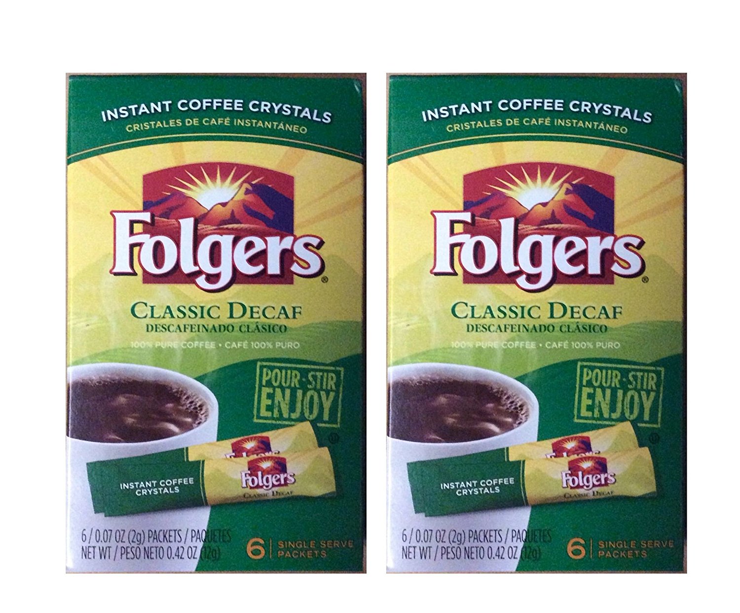 Folgers Instant Decaf Coffee Crystals - Single Serving Packets - 6/box ...