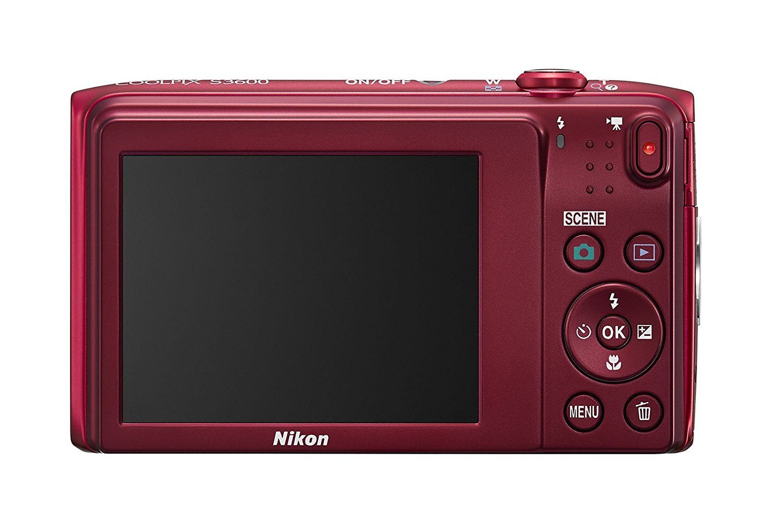 Nikon COOLPIX S3600 20.1 MP Digital Camera with 8x Zoom NIKKOR Lens and 720p HD Video (Red