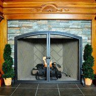 Uniflame Single Panel Iron Fireplace Screen with Doors