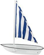 Buffet Enhancements White Seafood Sailboat with Blue Striped Fabric Sail, Jumbo