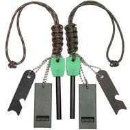 Dimples Excel 7 in 1 Magnesium Fire Starter with Luminous Green Handle, Rescue Whistle and Lanyard Woven by 40...