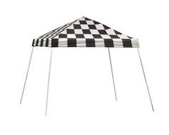 10x10 Slant Leg Pop-up Canopy, Checkered Flag Cover, Black Roller Bag N5