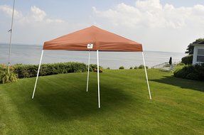 10x10 Slant Leg Pop-up Canopy, Checkered Flag Cover, Black Roller Bag N9