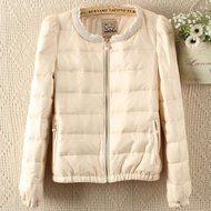Spritech(TM) New Style Korean Womens Round Beads Design Neck Winter Down Jacket Light Green