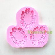 Mom&amp;pea 0595 Mirror Frame Shaped Silicone Mould for Fondant Cake Sugar Paste Cake Decoration 3d Cake Toppers Mold...