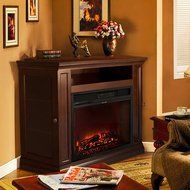 XtremepowerUS Electric Portable Fireplace with TV Stand, Corner (Espresso, with fireplace) N2