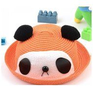 KAKA(TM) Girls Boys Cute Panda Shape Summer Hat Straw Cap for 6 Month-3 Years Old Kids Milk