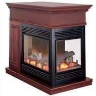 ProCom Full Size Electric Peninsula Fireplace With Remote Control - Coffee Glaze Finish