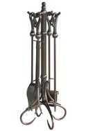 Crook Handle Fireplace Set, 32"Hx12.5"DIAM, VENETIAN BRONZE