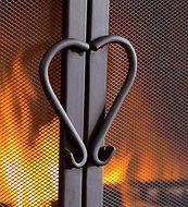 Small Cast Iron Scrollwork Fire Screen With Doors, in Black N4