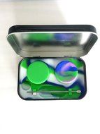 Silicone Wax Non Stick Vape Jar Set in Carry Tin, comes with 2 Jars &amp; Stainless Steel Mini Tool N2