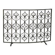 Decorative Curved Iron Fireplace Screen Tuscan Bronze