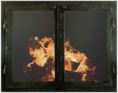 Ironhaus Iron Fireplace Glass Door with Gate Mesh with 2 1/2" Frame In Hammered Natural Finish, Cabinet (no design...
