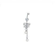 DEDEGUI 14g Cz Butterfly Bow Bowknot Dangle Navel Belly Button Ring