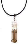 Olive Wood Cross inside Anointing Oil Bottle Pendant Black Necklace Nazareth