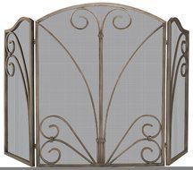 UniFlame 3-Fold Venetian Bronze Screen with Decorative Scrollwork