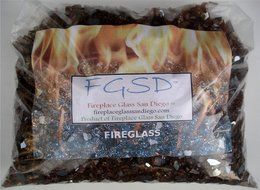 ~1/4" Copper Reflective Fireglass Fire Pit Glass, 22 Lbs