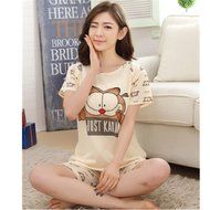 KAKA(TM) Womens Girls' Warm Lovely Winter Home Soft Cartoon Flannel Pajamas Sets Pink Flower XL N2