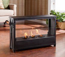 Southern Enterprises Layton Portable Indoor-Outdoor Fireplace in Black N4