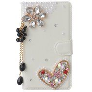 LG Escape 3 Case, LG Phoenix 2 Case, LG K8 Case White PU Leather Folio Flip Phone Case,Yaheeda 3D Handcraft White...