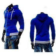 Yaheeda Men's Long Sleeve Full-zip Hooded Casual Jersey Sweatshirt Pullover Shirt N8