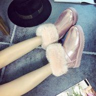 Spritech(TM) Fashion Women's Warm Flat Fur Button Elegant Tassel Winter Snow Boots N2