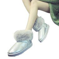 Spritech(TM) Fashion Women's Warm Flat Fur Button Elegant Tassel Winter Snow Boots N3