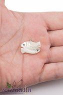 Fishes Pisces Mother of Pearl Pendant with Zircon Crystals Handmade Nazareth N4