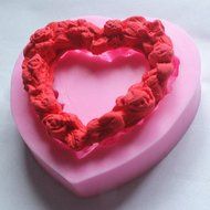 Longzang Heart Rose Art Deco Silicone Mold Sugar Craft DIY Gumpaste Cake Decorating Clay