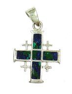 Jerusalem Cross King Solomon Eilat Stone Silver 925 Handmade Holy Land 1&quot; N3