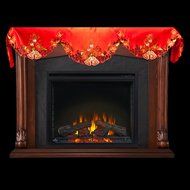 19" X 90" Wide Christmas Embroidered White Bells and Red Candles on Red Fireplace Mantle Scarf N2