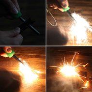 Dimples Excel 7 in 1 Magnesium Fire Starter with Luminous Green Handle, Rescue Whistle and Lanyard Woven by 40... N3