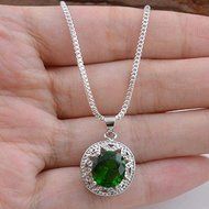 Jewelry Fashion 925 silver Emerald Pendant gift for women N-422