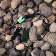 Dimples Excel 7 in 1 Magnesium Fire Starter with Luminous Green Handle, Rescue Whistle and Lanyard Woven by 40... N7