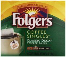 Folgers Singles, Decaffeinated, 19 ct