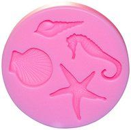 NY CAKE SM564 Silicone Seaside Creatures 4-Cavity Mold for Cake Decorating