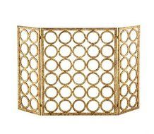 Gold Circles Iron Nailhead Fireplace Screen N2