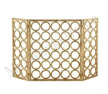 Gold Circles Iron Nailhead Fireplace Screen N3