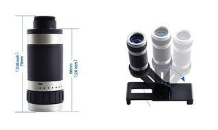 3 In 1 Universal Phone Camera Lens Kit with 0.4X Super Wide Angle Lens, 180 Degree Fish Eye Lens and 10X Macro... N24