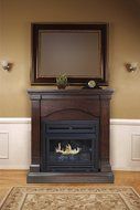 Pleasant Hearth Convertible Vent-Free Dual Fuel Fireplace, 35-Inch, Tobacco N2