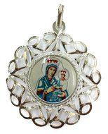 RUSSIAN VIRGIN MARY &amp; BABY JESUS SILVER 925 PENDANT FILIGREE AMULET JERUSALEM