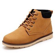 Yaheeda Men&#039;s High Top Casual PU Leather Lace-Up Work Shoes Martin boots