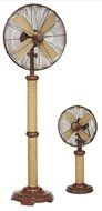 56.5" Stylish Wood-Grain Base and Neck with Rope Body Standing Floor Fan