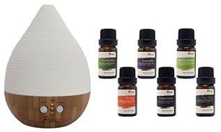Pursonic AD260 Bamboo Aroma Diffuser and Humidifier with 8 Aromatherapy Oils