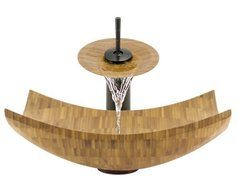 Aurora Sinks B03-ORB-G Bathroom Ensemble with Grid Drain, Bamboo Vessel, Sink, Ring and Waterfall Faucet, Oil...