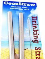 2 BOBA Straw Stainless Steel Extra Wide 1/2" x 9.5" Long Tapioca Pearl Bubble Tea Thick FAT - CocoStraw Brand N4