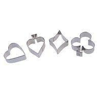 4pcs Stainless Steel Poker Fondant Biscuit Pastry Cookie Cutter Mold Tool Set Free Shipping SGG#