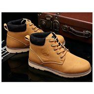 Yaheeda Men's High Top Casual PU Leather Lace-Up Work Shoes Martin boots N2