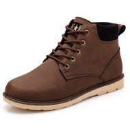 Yaheeda Men's High Top Casual PU Leather Lace-Up Work Shoes Martin boots N3